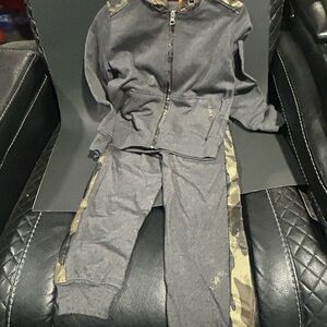 Gray and Camouflage Tracksuit